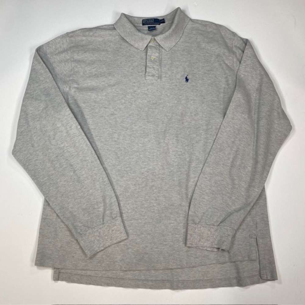 Polo Ralph Lauren Long‎ Sleeve Polo Shirt Heather Gray Mens XXL